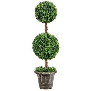 3 Ft /4 Ft Artificial Boxwood Topiary Tree, Fake Greenery Plants Ball Tree